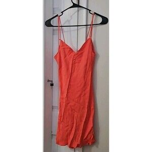 Zara Women's Size S Coral Dress Jacquard Floral Print Mini Slip Dress